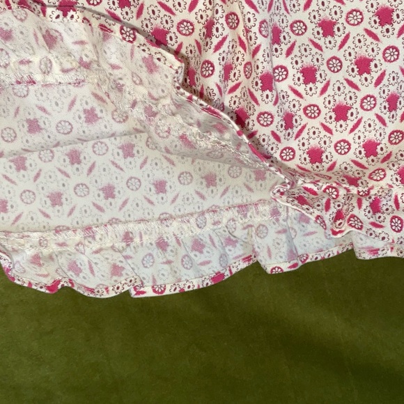 Vintage 90s skirt lightweight casual ruffled hem burgundy & crème color like new - Picture 4 of 7